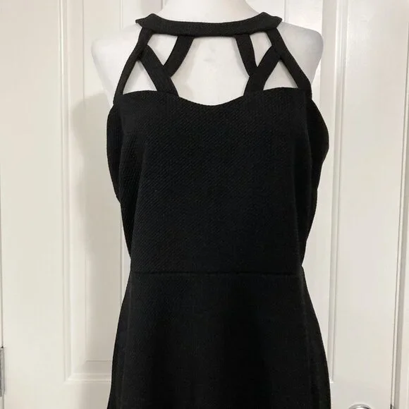 REITMAN'S Vintage black cut out design neckline fit & flare dress ~ SMALL MEDIUM - Picture 3 of 14